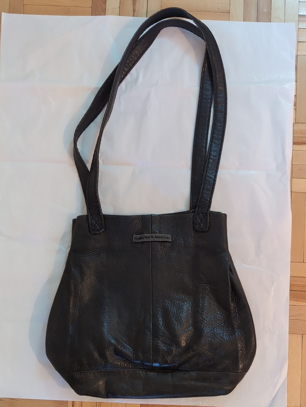 Vintage Rugby North America Black Leather Shoulder Bag